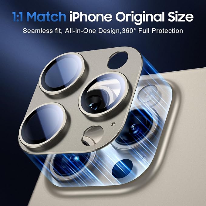 UniqueMe for 3 Pack iPhone 15 Pro/15 Pro Max Camera Lens Protector-All-Gold | Drop Protection, Case Friendly, Camera Cover Screen, Update New Version - Image 5