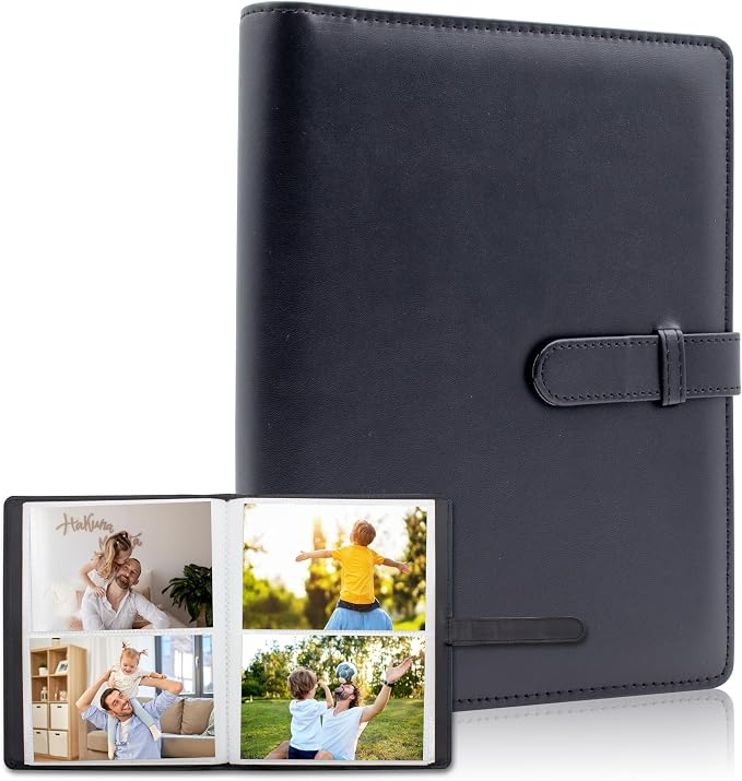 Small Photo Album 4x6 with 152 Pockets Mini Picture Book Leather Cover Portable Wallet Photo Storage for Family Graduation Wedding Travel Gift (Black) by Ablus
