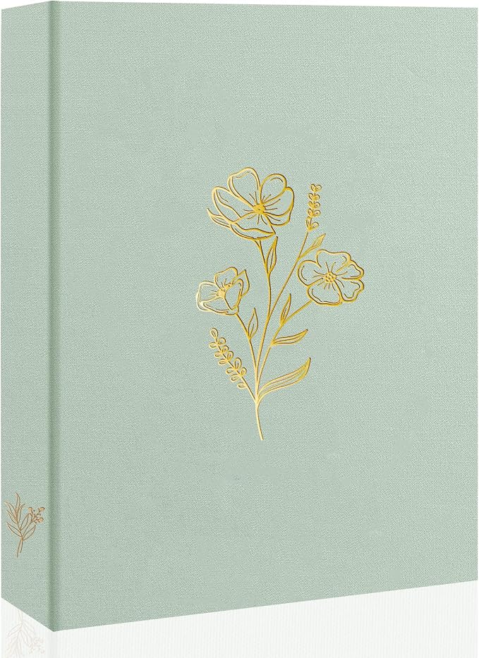 Holoary Photo Album 4x6 100 Photos, 100 Pockets 4”x6” Picture Album, Linen Fabric Cover Picture Book for Photos with Writing Area, 4x6 Photo Albums for Family Weddings Travel Memories(Sage) by Holoary