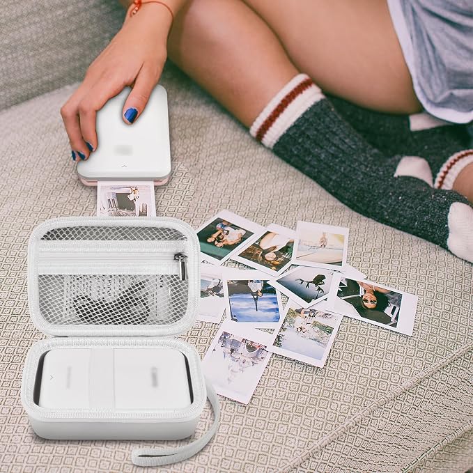 Case for Canon Ivy 2 / CLIQ+2/ CLIQ 2/ for KODAK Step Mini Photo Printer | Hard-shell EVA case, Zippered Mesh Pocket Fits Photo Paper & Cable, Securing Straps, Detachable Handle, Case Only, White - Image 6