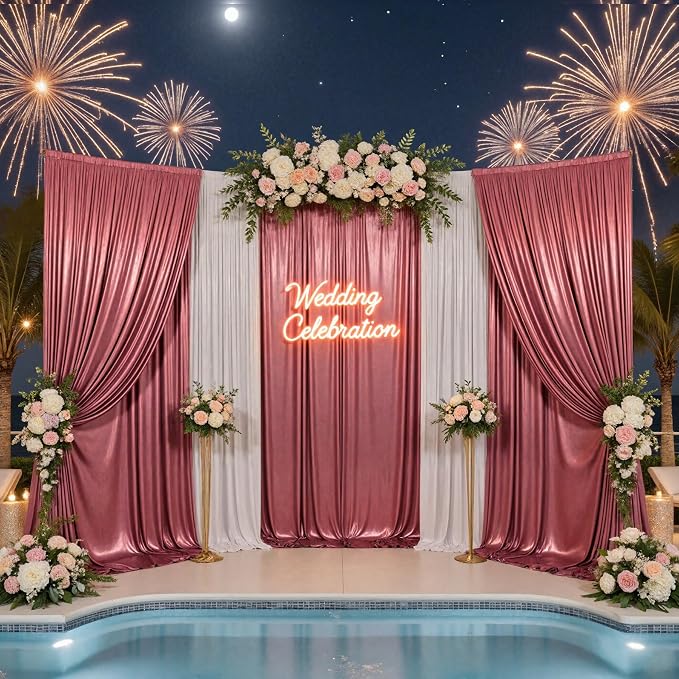 10x10ft Thick Rose Gold Glitter Backdrop Curtain Panels for Parties, Wrinkle Free Sequin Sparking Photo Backdrop Drapes, 2 Panels 5x10ft Shimmer Back Drop Cloth for Wedding Birthday Photography - Image 5