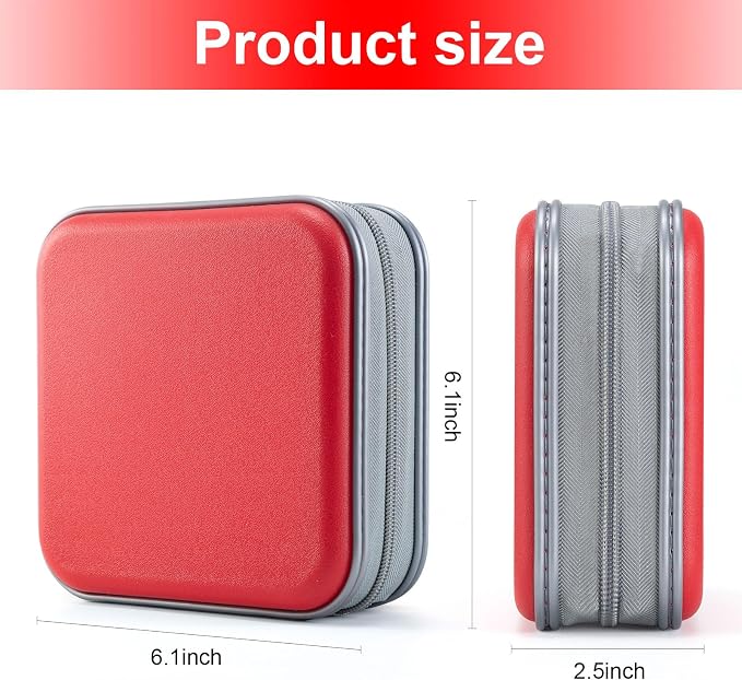 LIOVODE DVD Case, 48 Capacity Hard Plastic CD Case Holder for Car | DVD Storage, Hand Strap, Zipper Closure, Scratch-Resistant Sleeves, CD Storage for Music Blu-Ray Game Disc for Travel Office - Image 7