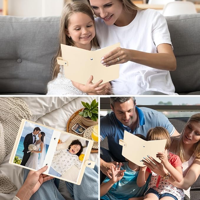 2 Pack Small Photo Albums 5x7 Pictures, 104 Photos Total, Beige | Leather Cover, Buckle Design, Acid-Free Pages, Top-Loading Pockets, Compact Carry, Photos Postcards & Artwork - Image 7