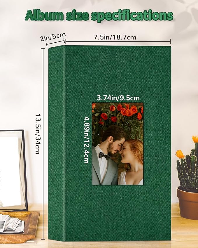 Artfeel Photo Album 4x6 with 300 Pockets,Slip-in Picture Albums,Linen Cover Memory Book with Front Window,White Page Vertical Photo Book for Wedding,Family,Anniversare,Baby,Vacation - Image 3