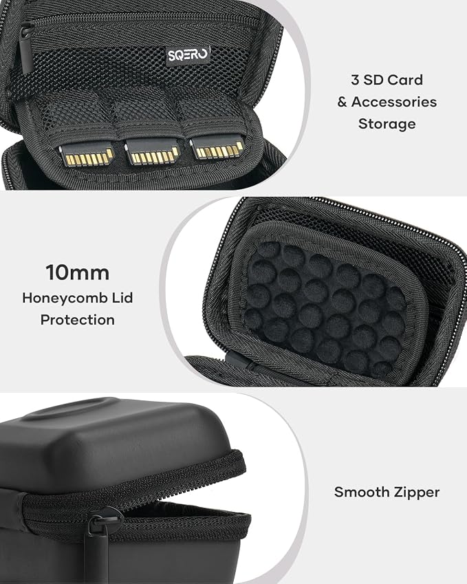 SQERO Digital Camera Case for KODAK PIXPRO FZ45 FZ55 & CAMKORY 1080P | Compact Travel Bag with 3 SD Card Slots,Small Lightweight Pouch, Cute Gifts for Adults Kids - Image 4
