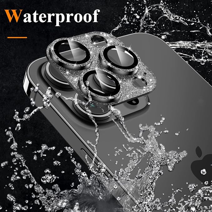 YWXTW for iPhone 13 Pro/iPhone 13 Pro Max Camera Lens Protector, [4TH Gen New Bling Design] Glitter Shiny Diamond Metal Ring Tempered Glass Back Camera Screen Protector Lens Cover - Image 3