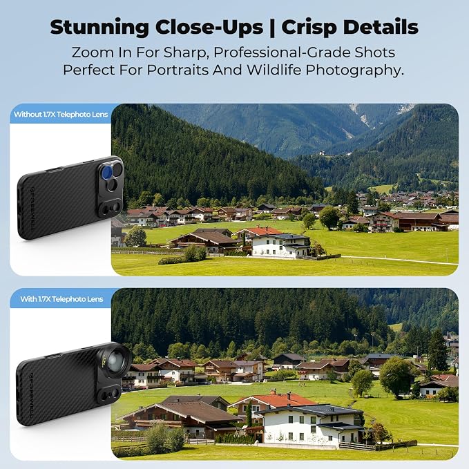 Freewell 1.7X Telephoto Lens for 17mm Mount Phone Case | Premium Portrait & Wildlife Lens - Image 2