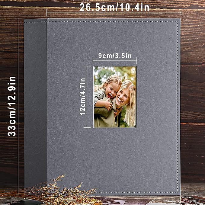 Ywlake Photo Album 4x6 400 Pockets, Leather Photo Albums Holds 400 Vertical Pictures Only Grey - Image 4