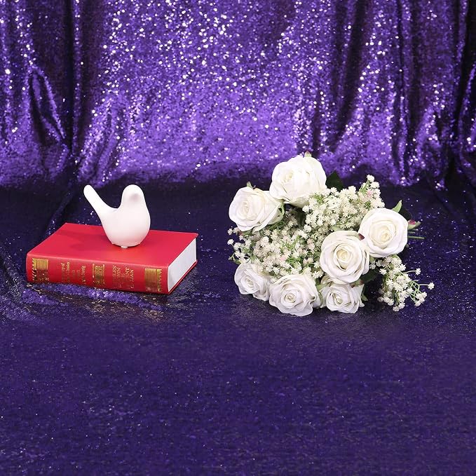 Poise3EHome Purple Sequin Backdrop, 10Ft x 10Ft Glitter Photography Background Curtains for Halloween Party Wedding Birthday Christmas Thanksgiving Decoration - Image 5