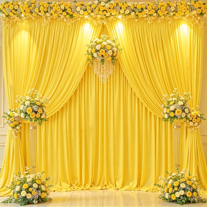 10x12 Yellow Backdrop Curtains for Wedding Party Wrinkle Free Backdrops Curtain Drapes Fabric Decorations Photo Back Drop Cloth for Baby Shower Photography Stage Reception 5ft x 12ft,2 Panels - Image 5