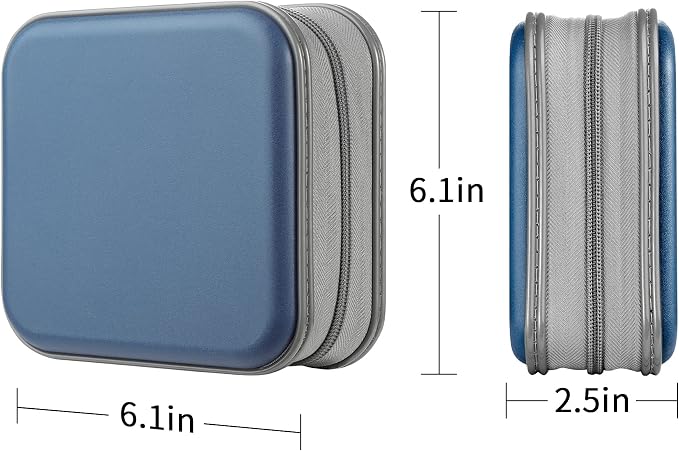 LIOVODE DVD Case, 48 Capacity Hard Plastic CD Case Holder for Car | DVD Storage, Hand Strap, Zipper Closure, Scratch-Resistant Sleeves, CD Storage for Music Blu-Ray Game Disc for Travel Office - Image 7