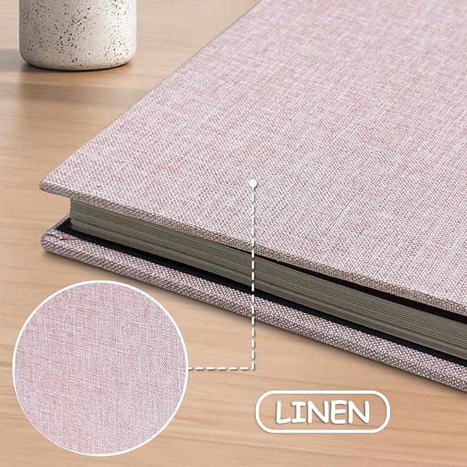 Photo Album Scrapbook – Holds 4x6, 5x7 & 8x10 Pictures – Self-Adhesive Pages for Baby, Wedding, Travel & Family Memories | Includes Metallic Pen & Scraper/Light Pink Large DIY Memory Book for Gifts - Image 4