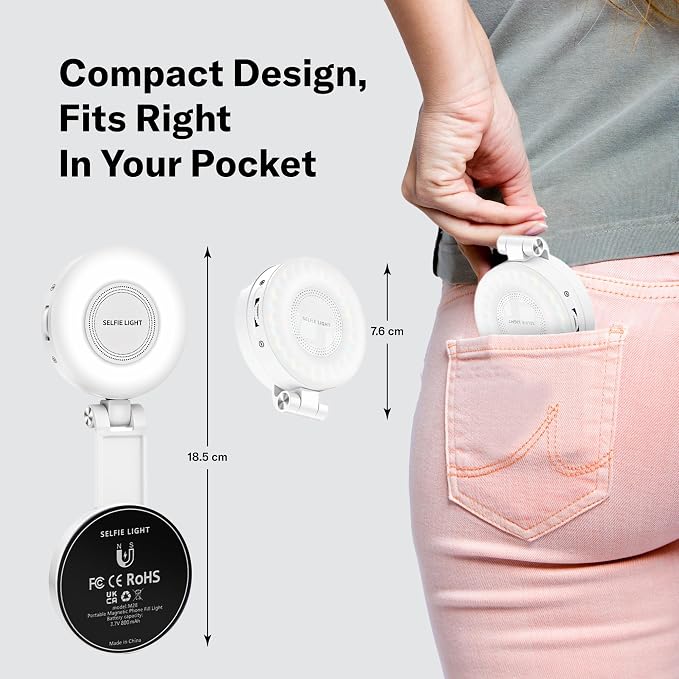 Magnetic Phone Selfie Light - Ring Lights Mirror Phone Attachment | Compatible for iPhone MagSafe Android with Magnetic Ring - Portable LED Fill Light for Selfies Camera Photo Video Recording - Image 7