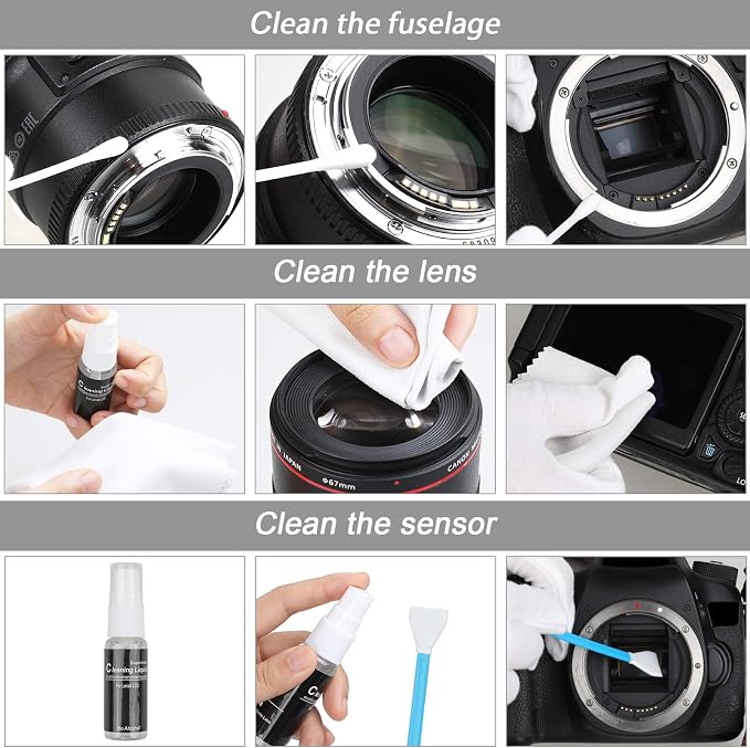 18-in-1 Professional Camera Cleaning Kit for Most DSLR Cameras (Canon, Nikon,Sony), with Air Blower/Cleaning Pen/Detergent/Cleaning Cloth/Lens Brush/Carry Case - Image 3