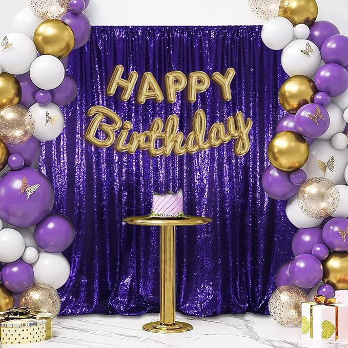 SquarePie 6x8ft Purple Sequin Backdrop, High Density Non-Transparent Glitter Curtain for Photography, Birthday, Wedding Party Decorations, Thick Solid Background with 4" Rod Pocket, 1 Panel - Image 7
