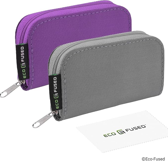 Eco-Fused Memory Card Case - Fits up to 22x SD, SDHC, Micro SD, Mini SD and 4X CF - Holder with 22 Slots (Purple & Grey / 22 Slots - 2 Pack) - Image 7