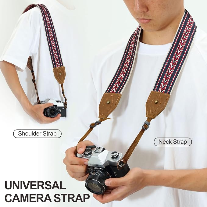 Padwa Lifestyle 2" Wide Classic Crazy Horse Art Cowhide Head Cotton Camera Straps for Photographers - Image 2
