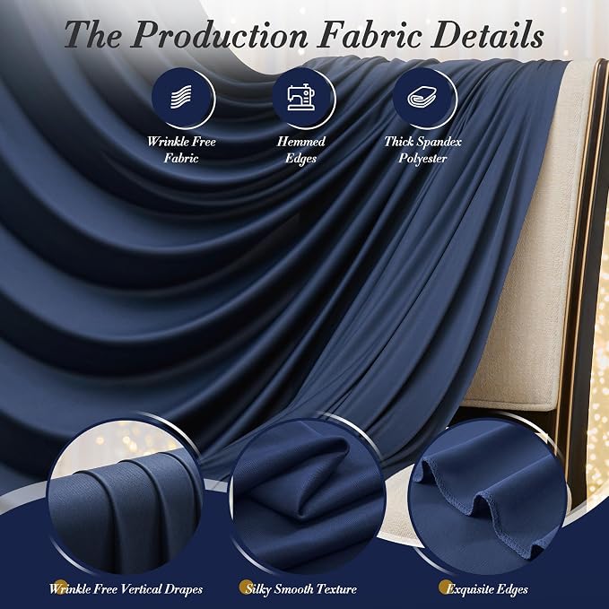 30 ft x 10 ft Wrinkle Free Navy Blue Backdrop Curtain for Parties,Polyester Photo Backdrop Drapes, Thick Background 6 Panels 5ft x 10ft for Baby Shower Wedding Birthday Party Backdrop Stand - Image 7