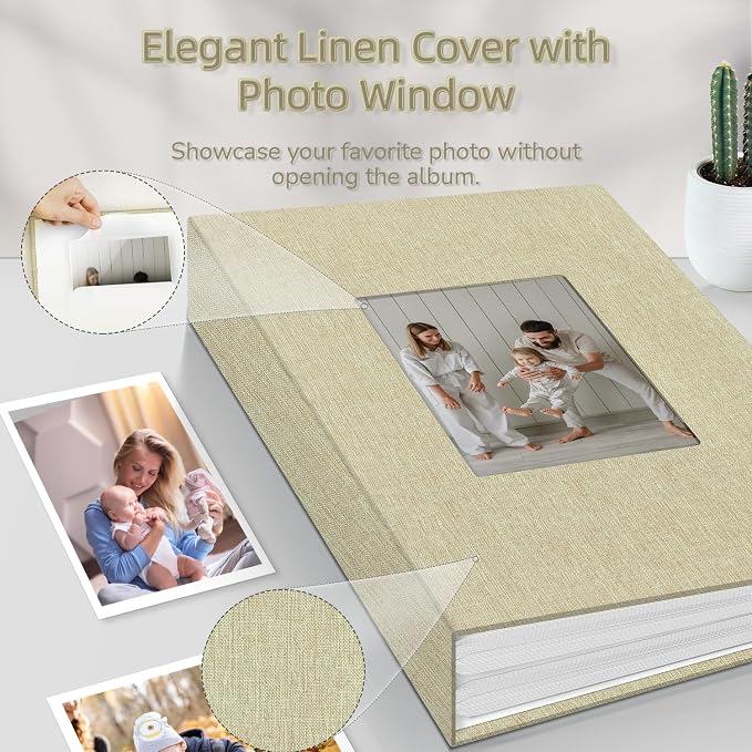 popotop Photo Album 4x6-300 Photos Linen Cover Photo Books with 300 Horizontal Pockets,Slip-in Picture Albums for Family Wedding Anniversary Baby Vacation Pictures - Image 2