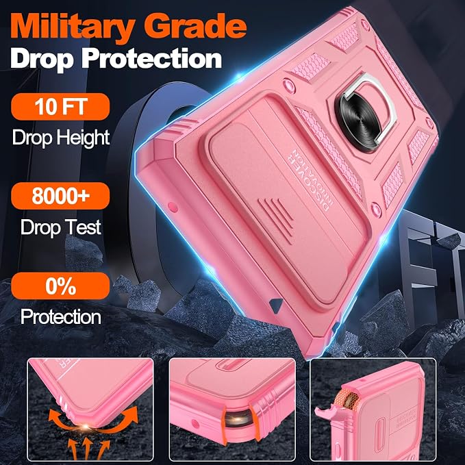 Gritup for Phone Case Pixel 6: Google Pixel 6 Case with 2*Screen Protector | Magnetic Stand & Slide Camera Cover | Shock Proof Military-Grade Funda para Pixel-6 Cover, Pink - Image 2