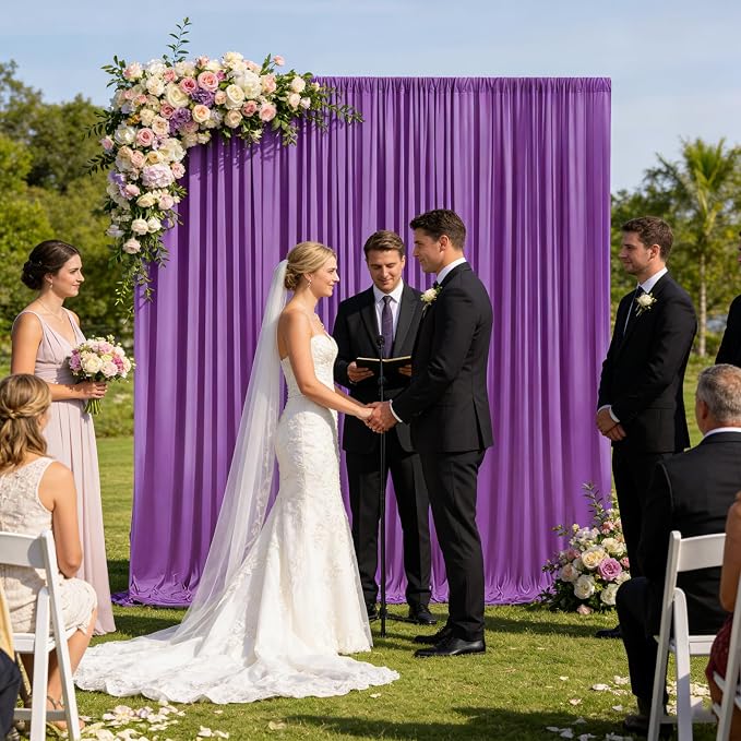 10ft x 10ft Purple Backdrop Curtains for Parties, Polyester Fabric Backdrop Drapes with Rod Pockets for Weddings, Birthday, Halloween, Photography, Christmas Party Background Curtain, 2 Panels - Image 4