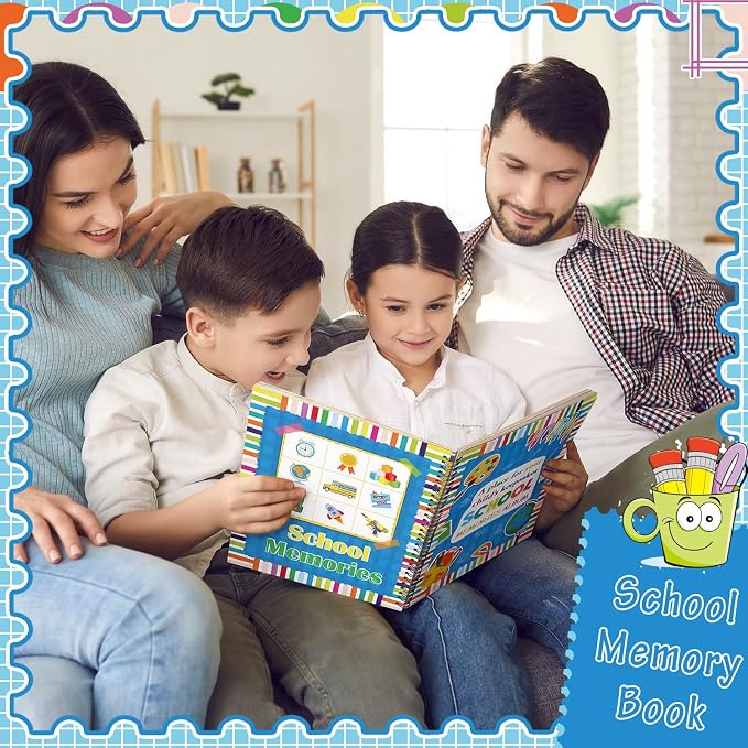 Motipuns School Memory Book Photo Album for Kids, Blue Style | School Years Keepsake Book Album Scrapbook from Preschool Through 12th Grade with 14 Pocket for Storage Portfolio Pictures - Image 5