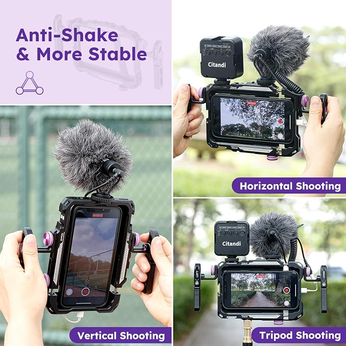 Universal Smartphone Filmmaking Stabilizer, Phone Cage for Vlogging and Videography, Compatible with Most Smartphones - Image 3