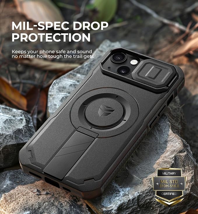 Dexnor for iPhone 13/14 Case with Slide Camera Cover & Adjustable Kickstand, Compatible with MagSafe, Rugged Shockproof Bumper Cases Heavy-Duty Magnetic Protective Cover,6.1 inch,Black - Image 6