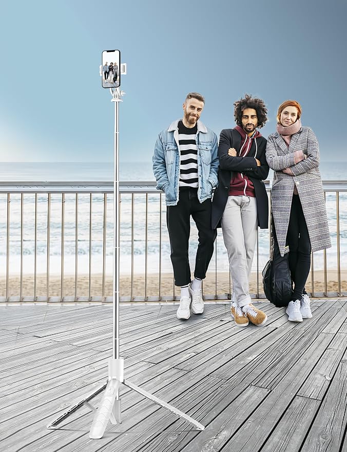 71" Cell Phone Selfie Stick Tripod, Smartphone Tripod Stand with Remote, Extendable Travel Phone Selfie Stick Compatible with iPhone 17/16/15/14/13 Pro Max Gopro Android DJI (White) - Image 9
