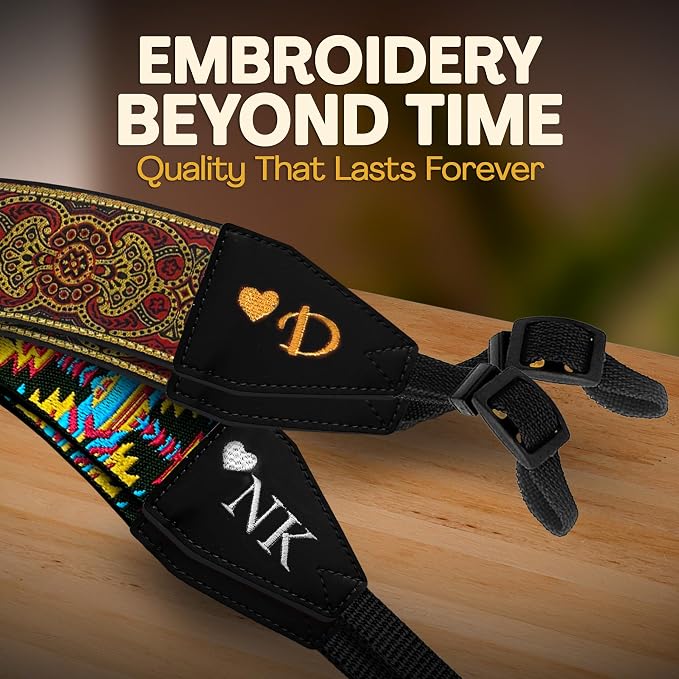 Art Tribute Custom Camera Strap Ethnic Red - Add Your Text and We Make It Especially For You Get Your Own Personalized Gift Camera Strap, No Shipping Cost! - Image 3