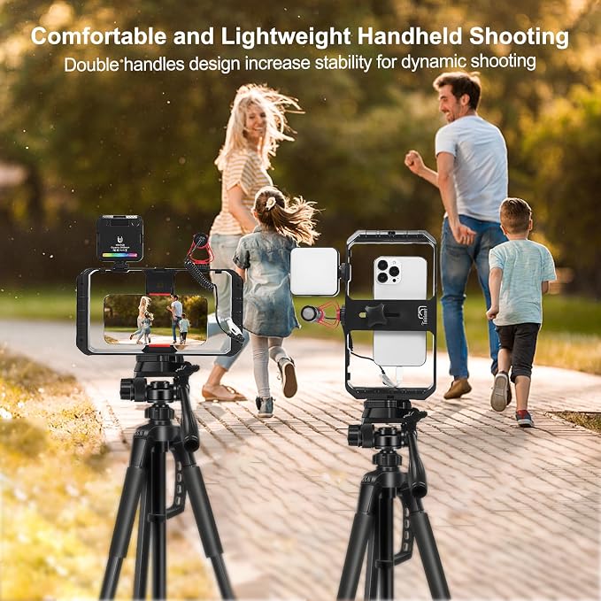 Taisioner Smartphone Video Rig Hand Girp Stabilizer Filmmaking Case | Phone girp with rig phone video stabilizer cold shoe for film maker Compatible with iphone 15/14/13/12/ Pro Max and Android - Image 5