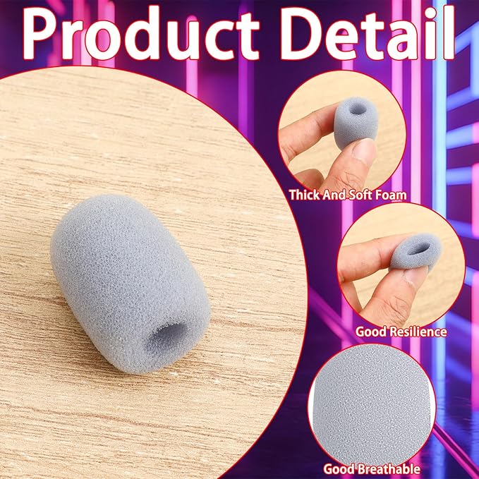 20 Pack Mini Headset Mic Foam Covers,Small Microphone Windscreens Headset for Noise Reducing Foam Protection Studio Recording Accessories Lapel and Lavalier Microphones - Image 4