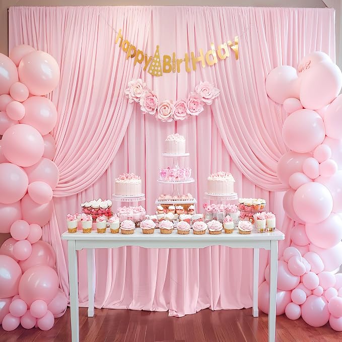 Pink Backdrop Curtains-Wrinkle-Free Polyester Photography Drapes Party Curtain Background for Baby Shower Wedding Decorations- 40 X10FT - Image 6
