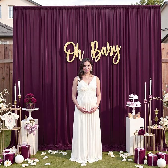 50x12 ft Burgundy Backdrop Curtains for Weddings, Birthdays and Photos | 10 Panels 5x12 ft, Wrinkle-Free Polyester Drapes, Washable, Ironable, 4 in Rod Pocket for Baby Showers Photography - Image 7