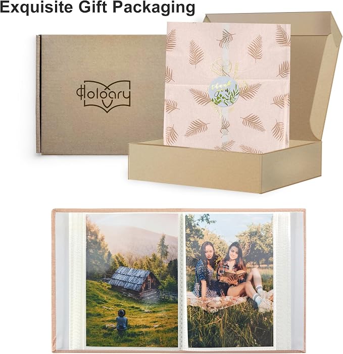 Holoary Photo Album 4x6 100 Photos, 100 Pockets 4”x6” Picture Album, Linen Fabric Cover Picture Book for Photos, 4x6 Photo Albums for Family Weddings Travel Memories(Pink) - Image 9