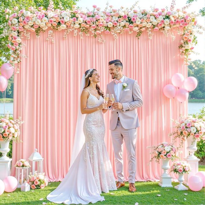 10 Panels Blush Pink Backdrop Curtain for Parties Wedding Wrinkle Free Pink Photo Curtains Backdrop Drapes Fabric Decoration for Baby Shower Birthday Party 50ft(W) x 10ft(H) - Image 8