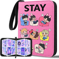 Cute Trading Photocard Binder, STAY Photo Album Cartoon Card Holder Book Storage 400 Cards with Sleeves for Lomo Cards Gift - Boys & Girls, idol Photo Protect (Pink, 4 Pockets) by Kefeikj