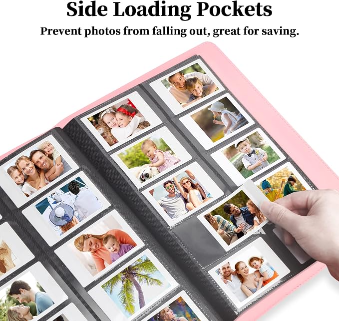 Veicevol 400-Pocket 2x3 Photo Album for Instax Mini and Polaroid, Pink | PU Leather Cover Keeps, Fits Instax Mini and Polaroid 2x3 Photos, Protects Travel, Wedding and Family Memories - Image 8
