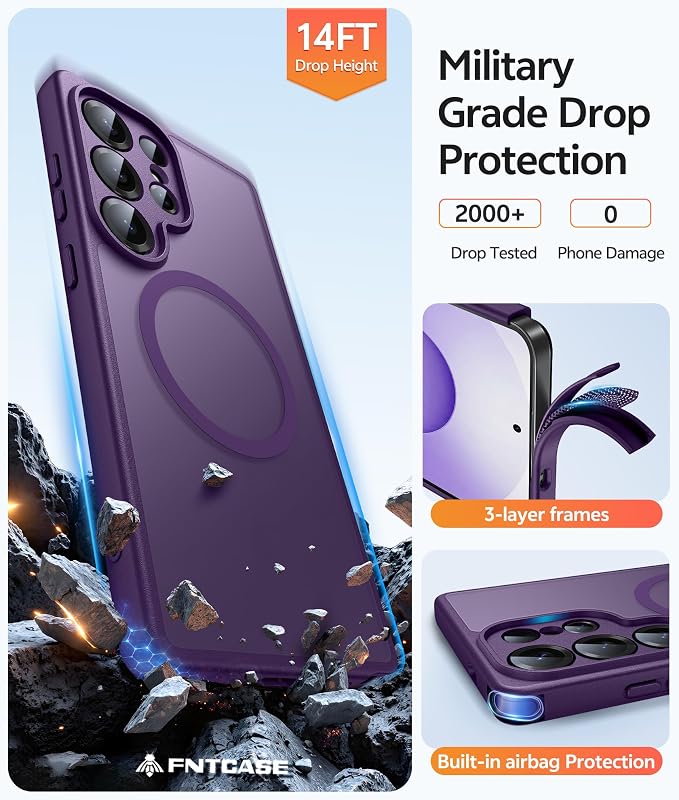 FNTCASE for Samsung Galaxy S25 Ultra Case, Compatible with Magsafe Purple | Screen Protector, Full Camera Protection, Translucent Matte, 14FT Military Grade Drop Proof, Protective Phone Cover - Image 5