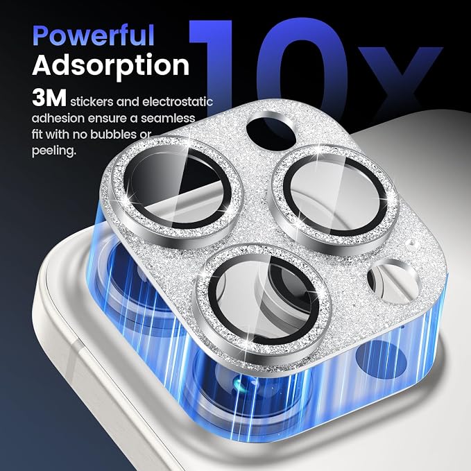 Tensea for iPhone 15 Pro Max/iPhone 15 Pro Camera Lens Protector Bling | Metal Aluminum Alloy Tempered Glass Cover Camera Screen Protector Accessories, Case Friendly - Image 6