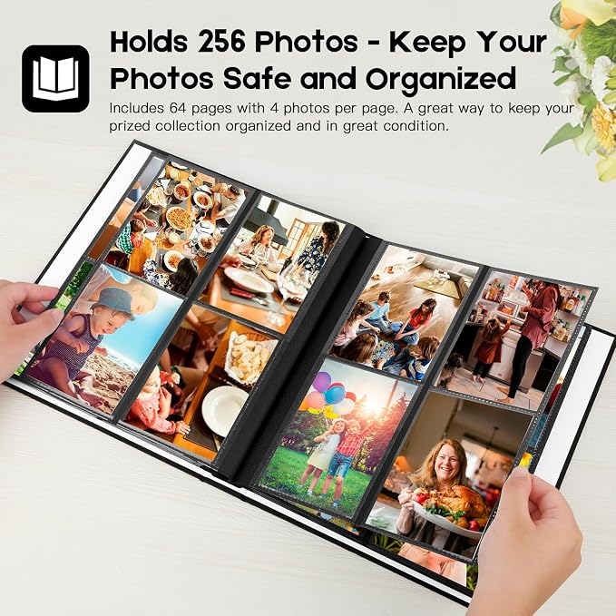 Aevdor 3.5x5 Photo Album, Holds 256 Photos, Linen Cover, Black | Vertical 3.5x5 Clear Pockets, Front Display Window, Baby, Travel, Family & Anniversary Memories - Image 3