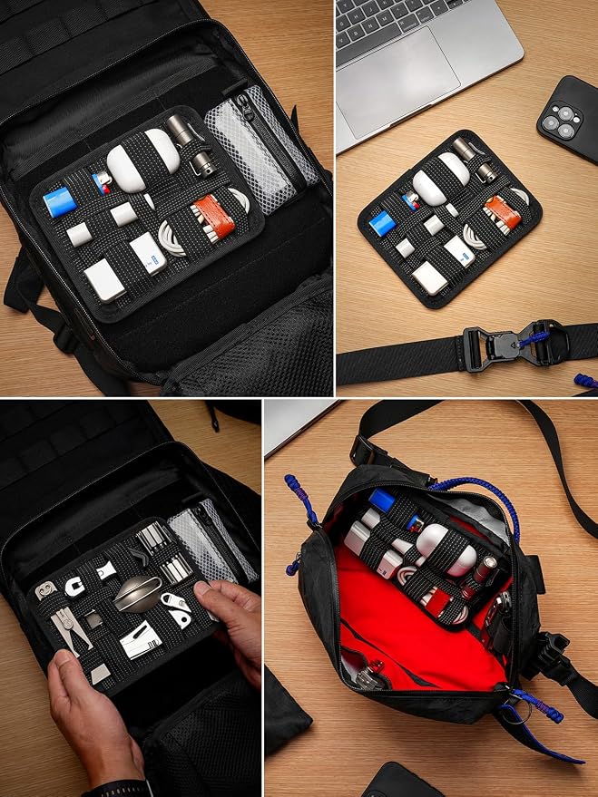 TACTICAL_GEEK EDC Organizer Board, Anti-Slip Elastic Woven Board, Utility Bag Insert Panel for Small Gear, Backpack Accessories (TCM11-M-Black) - Image 4