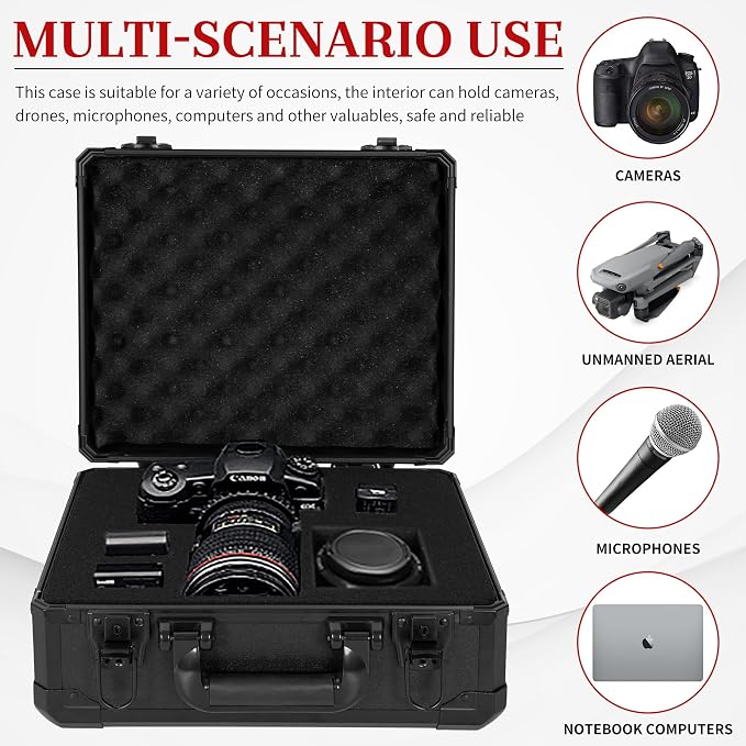 Protective Hard Case Shockproof Water-resistant with Customized DIY Foam Insert fit for Camera, Laptops, etc,13.5 X 11.6 X 6-Inch - Image 2