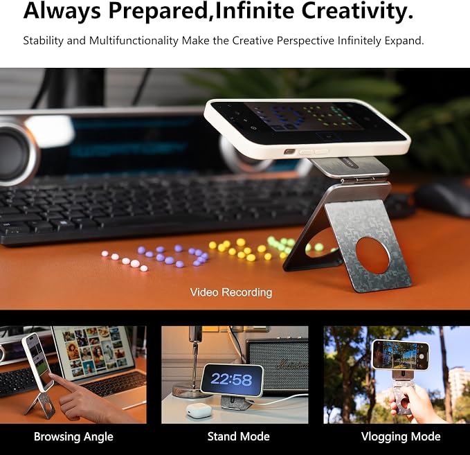 1ST IDEA for MagSafe Tripod Stand Ultra-Thin 0.23" | Aluminum Alloy Magnetic Tripod for iPhone, Flexible 20x Magnet Phone Stand Gift Accessories for Women Men for iPhone 17 16 15 14 13 12 Series - Image 4