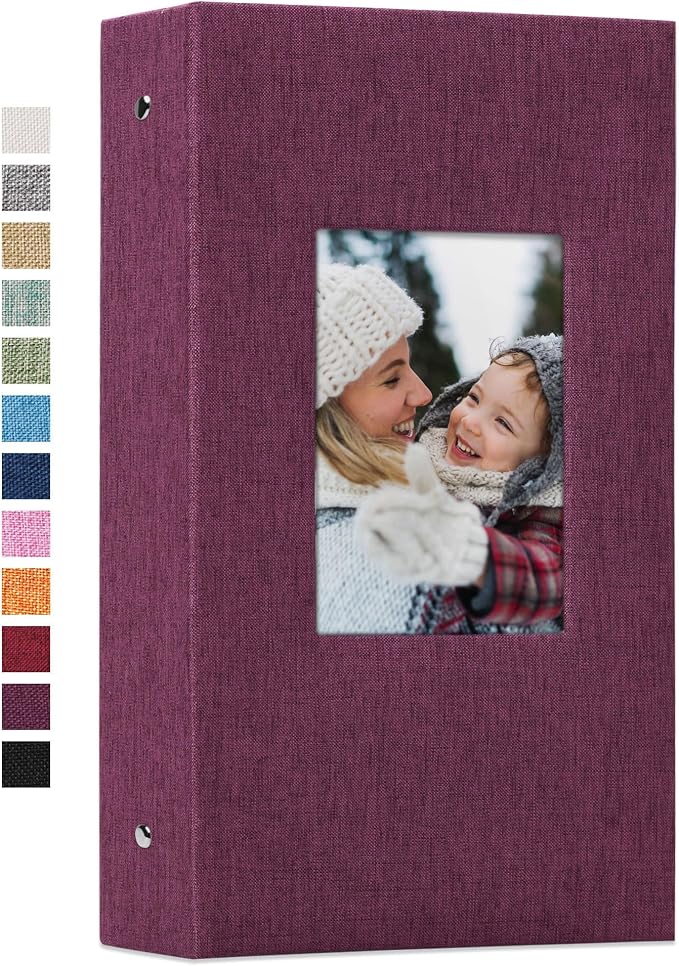 Vienrose 4x6 Photo Album,300 Pockets,Linen Cover with Window,Purple | Linen Hardcover, Slip In Photo Book, Family Memory Album, Travel Keepsake by Vienrose