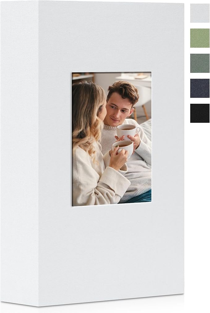 Photo Album 4x6 Pictures 300 Pockets Linen Cover White | Front Window, Large Picture Book, Portable Album, Family Travel Wedding Memory Keepsake by Remowith
