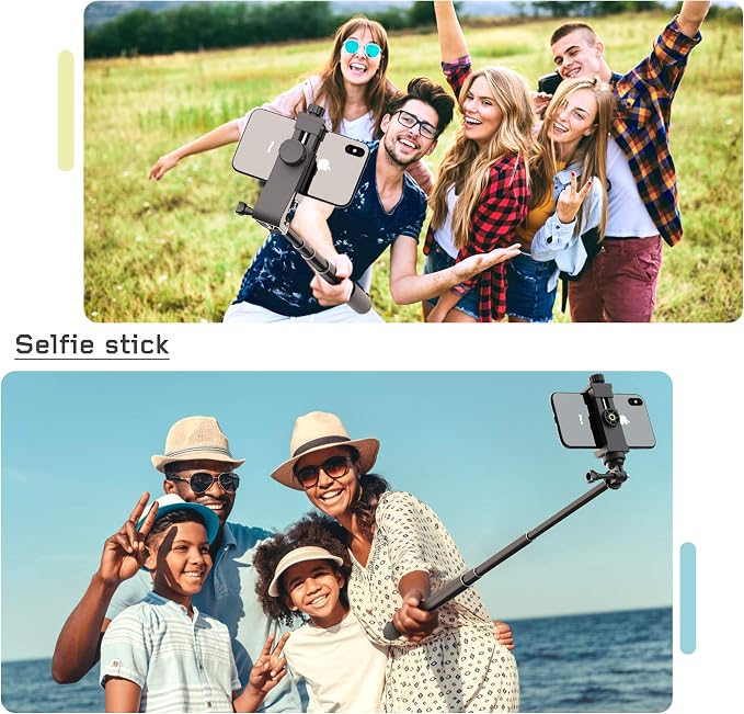 Universal Phone Tripod Mount Adapter with Ｗireless Camera Remote , Cell Phone Holder with Adjustable Clamp for Selfie Stick Monopod Compatible with iPhone, Samsung and so on , Wrist Strap Included - Image 7