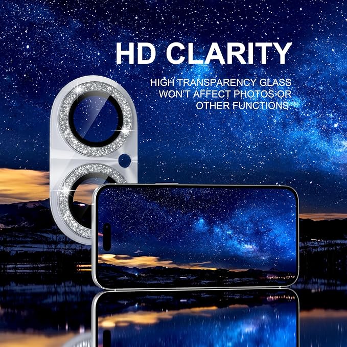 Choiche for iPhone 17 Camera Lens Protector, Light-Silver | Bling Metal Camera Cover with 9H Tempered Glass Lens Screen Protector Accessories, Strong Adsorption, Case-Friendly - Image 5