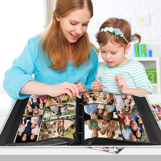 Veicevol Extra Large Photo Album 4x6 Pictures Holds 1000 Photos, White | PU Leather Hardcover, Horizontal and Vertical Photos, Removable Black Acid-Free Pages, Family Wedding & Everyday Photos - Image 8