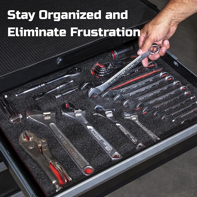 ONREVA Tool Box Foam Organizer 48x24x1.5 inch 1PC, Kaizen Sheets for Pro Tool Control, Custom Tool Shadow Inserts for Cases & Drawers, High Density Polyethylene Foam, Black with Red - Image 6